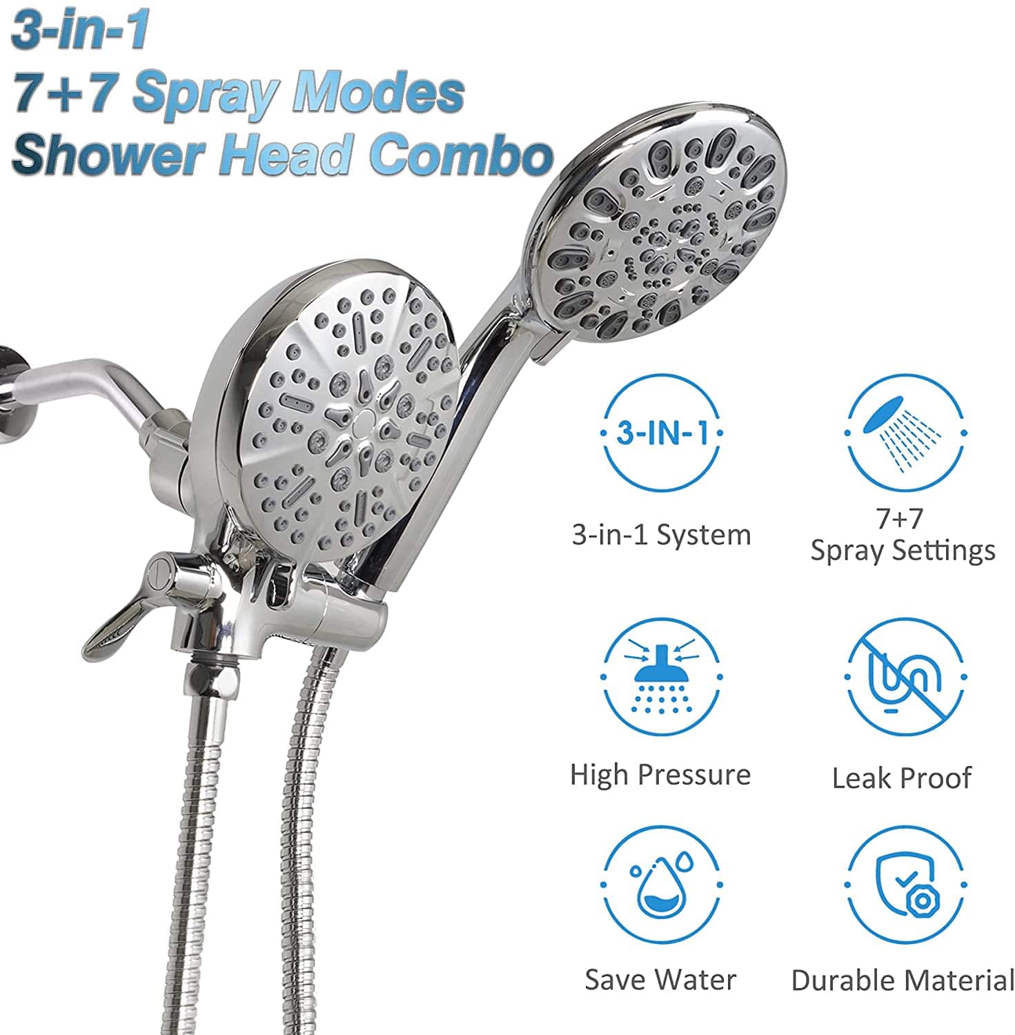 Hibbent Shower Head with Hose 7-spray High Pressure Handheld Shower He –  Hibbent Shop