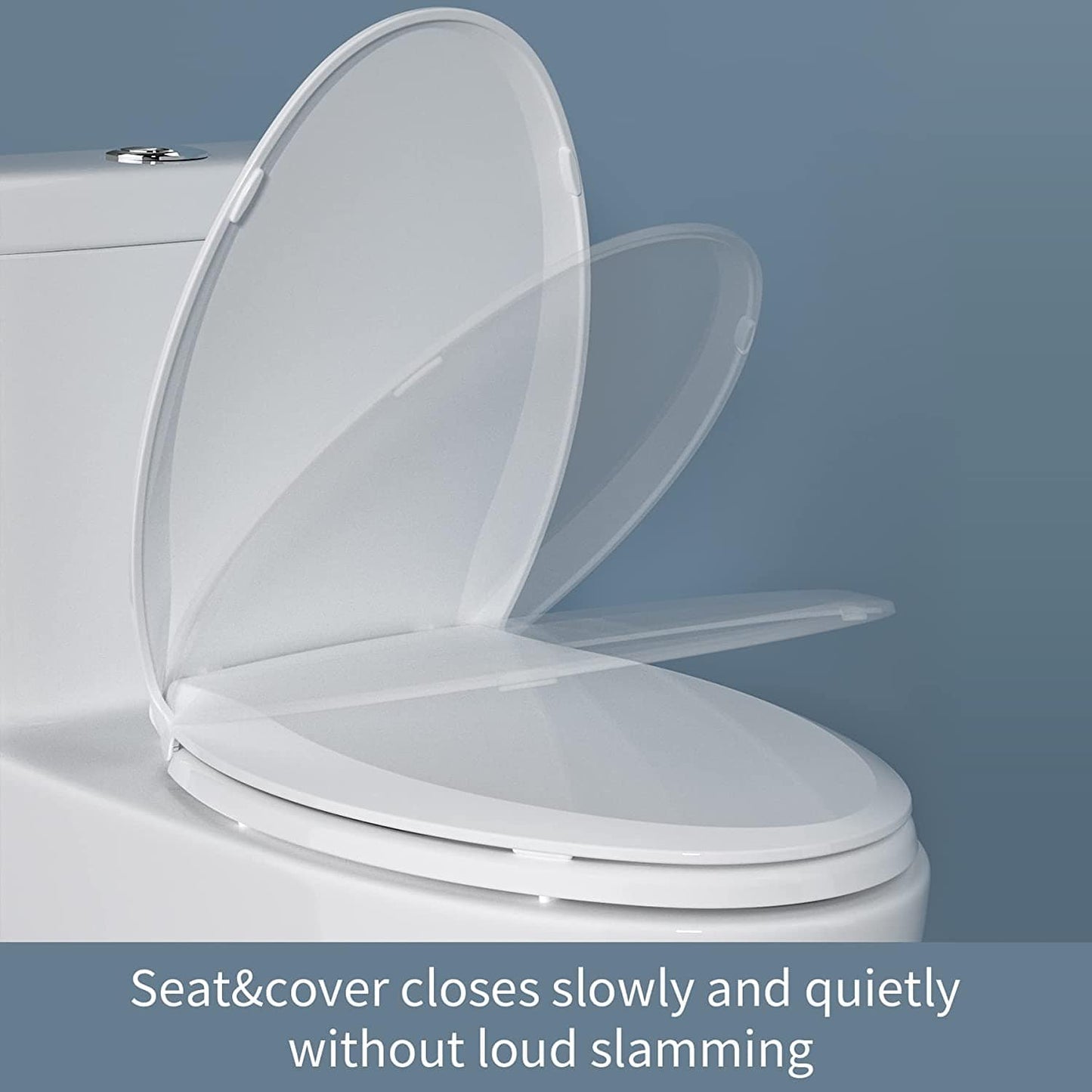 Hibbent Toilet Seat Lid Covers Hibbent Toilet Seat with Cover Premium Soft Close Toilet Lid Slow Close Oval Toilet Lid Easy Installation