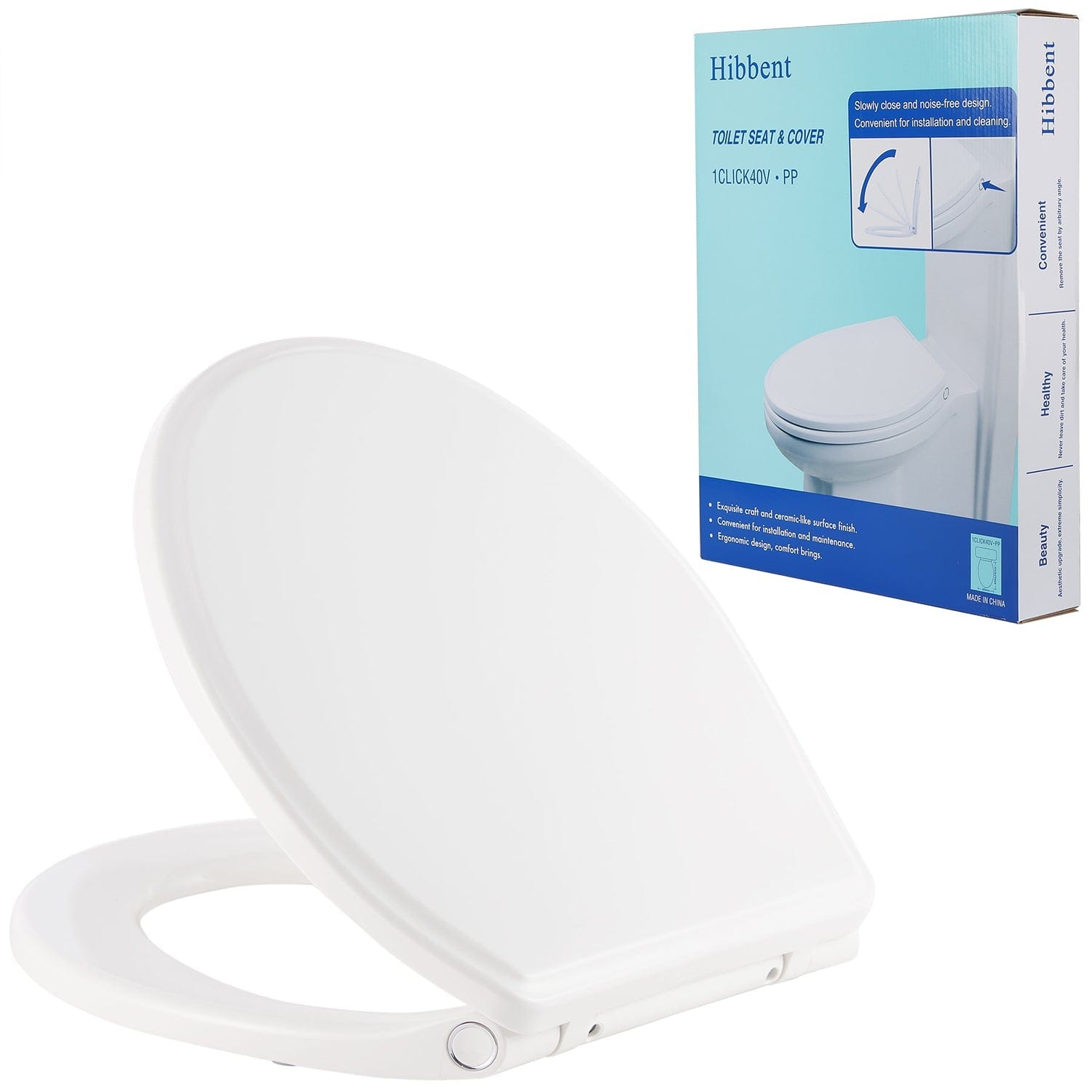 Hibbent Toilet Seats Hibbent One-Click Toilet Seat Cover Quick-Release Premium Toilet Seat Replacement