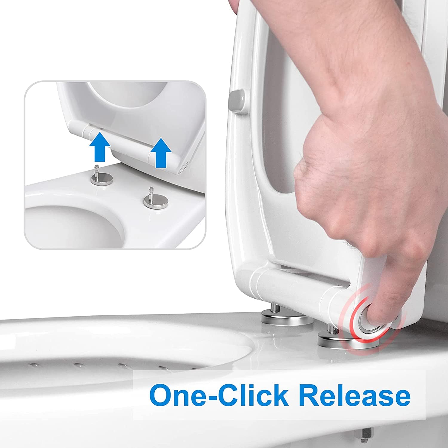 Hibbent Toilet Seats Hibbent Toilet Seat Cover Premium One-Click Quick-Release X 2 Sets of Hinges Toilet Seat Replacement